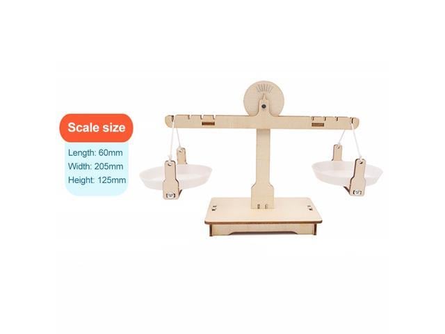 Machinehome Small Wooden Balance Scale and 6 Weights Kids Math Early  Educational Steelyard Baby Balancing Training Toy