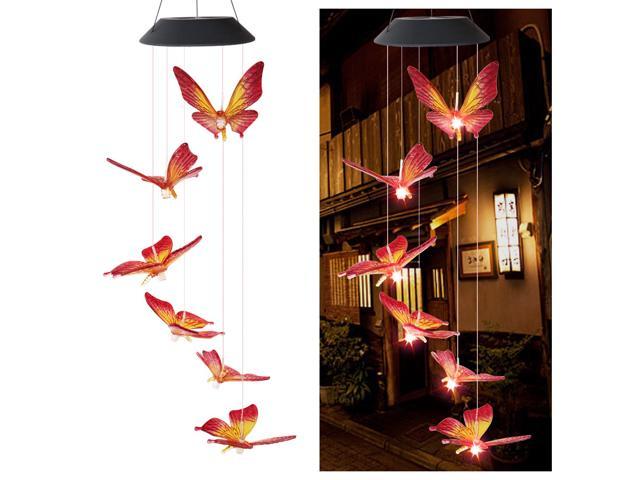 Solar Energy Powered Wind Chime Lamp Color-changing Butterfly Outdoor Garden Street Solar Panel Light