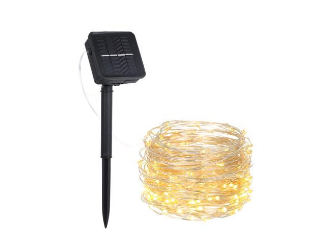 9W 15M/49.2Ft 150 LEDs Solar Powered Energy Copper Wire Fairy String Light Lawn Lamp with 8 Different Lighting Modes Effects Flexible Twistable Bendable IP65 Water Resistance Warm White for Yard