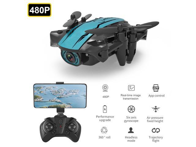 CS02 RC Drone with Camera 480P Wifi FPV Beginner Drone Mini Folding Quadcopter Toy for Kids Headless Mode  Track Flight LED Lights Storage Bag