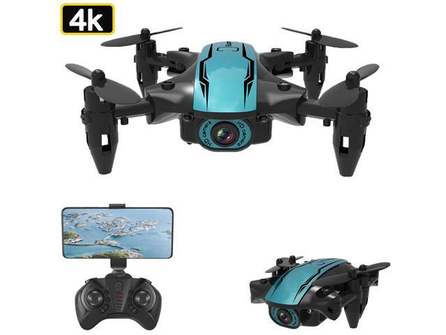 CS02 RC Drone with Camera 4K Wifi FPV Beginner Drone Mini Folding Quadcopter Toy for Kids Headless Mode  Track Flight LED Lights