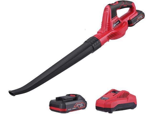 Cordless Leaf Blower, Meterk 20V Electric Leaf Blower 2.0Ah Lithium Battery and Charger Included, for Clearing Leaf & Detritus, Sweeping Snow, Patio/Deck/Garden Cleaning, Garage Dusting