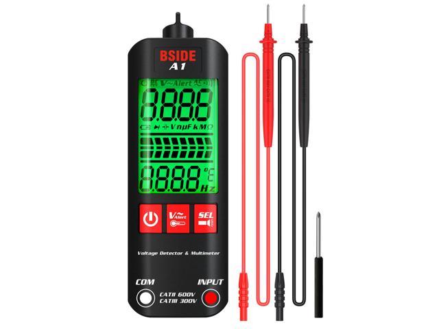 BSIDE A1 Mini Multimeter LCD Digital Tester Voltage Detector 2000 Counts DC/AC Voltage Frequency Resistance NCV Continuity Live Wire Neutral Wire Check True RMS Meter