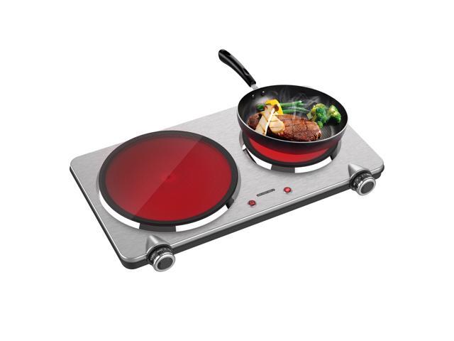 6 in Ceramic Infrared Cooktop Double Burner Countertop Hot Plate Electric Stove