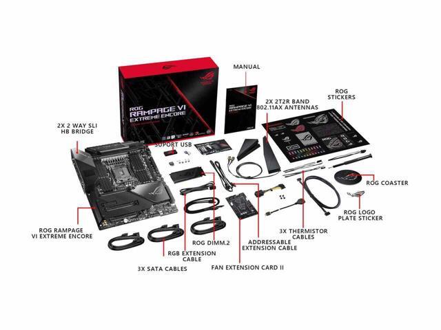 Asus Rog Rampage Vi Extreme Encore Lga 66 Intel X299 Sata 6gb S Extended Atx Intel Motherboard Newegg Com