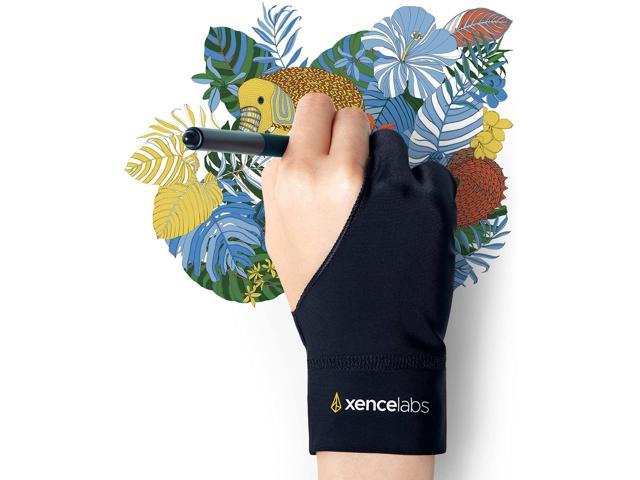 XENCELABS, Artist Glove, Drawing Glove Left Right Hand for Drawing Tablet, 2 Finger Glove for Drawing Black Size L