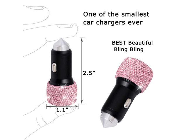 etc Dual USB Car Charger Bling Bling Handmade Rhinestones Crystal Car Decorations for Fast Charging Car Decors Pink for iPhone iPad Pro/Air 2/Mini HTC Nexus Samsung Galaxy Note 9 8 S9 S9+,LG