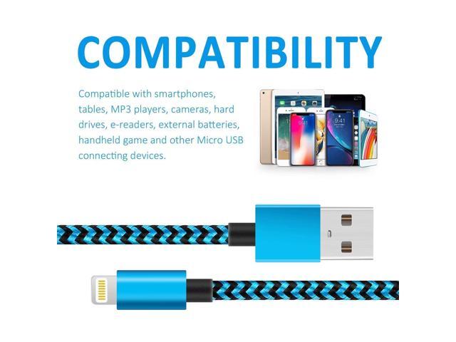 Nylon Braided Fast Long Cords iPhone Charging Cable Compatible iPhone Xs/Max/X/8 Plus/8/7/7P/iPad/iPod Black iPhone Charger Cable MFi Certified Lightning Cable Giom 5 Pack 3FT/3FT/6FT/6FT/10FT 
