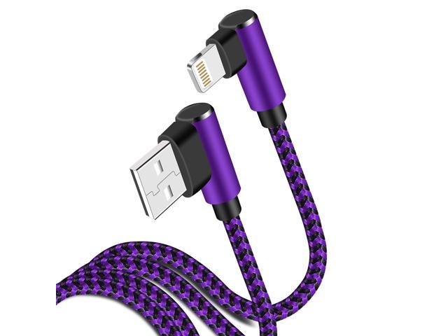 Purple Black iPhone Charger Cable 3Pack 10Ft 90 Degree Lightning Cable MFi Certified for iPhone Charger Nylon Braided Fast Charger Lightning Cord for iPhone 13/12/11/Pro/XS/Max/XR/X/8/7/6/iPad