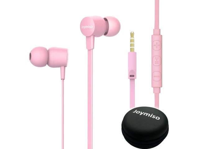 pink wired earbuds