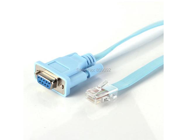 1.8m Network RJ45 Cat5 to 9pin RS232 DB9 Router Ethernet Adapter Flat Cable Blue 