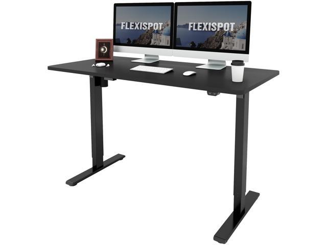 FlexiSpot Home Office Electric Height Adjustable Desk 55" x 28"  Width Desktop Computer Desk Ergonomic 2-Button Controller Standing Desk Computer Table (Black Top + Black Frame)