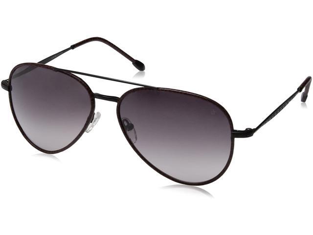 John Varvatos V512BLA60 Gradient Aviator Sunglasses Brown/Black