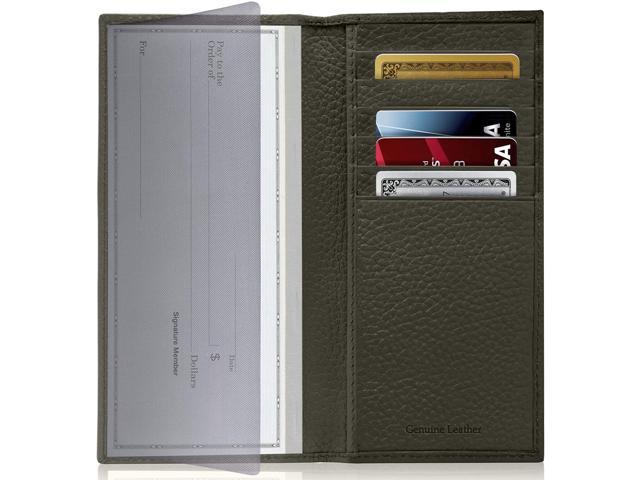 Genuine Leather Checkbook Cover for Men & Women - Checkbook Covers with Card Holder Wallet RFID Blocking