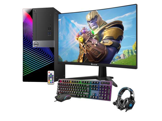 Dell OptiPlex Tower Computer with 27 Inch Gaming Monitor i5 6500 3.2 GHz NVIDIA GT 1030 2GB 16GB RAM 512GB SSD Win 10 Pro WIFI, Gaming Headset, HAJAAN Keyboard & Mouse