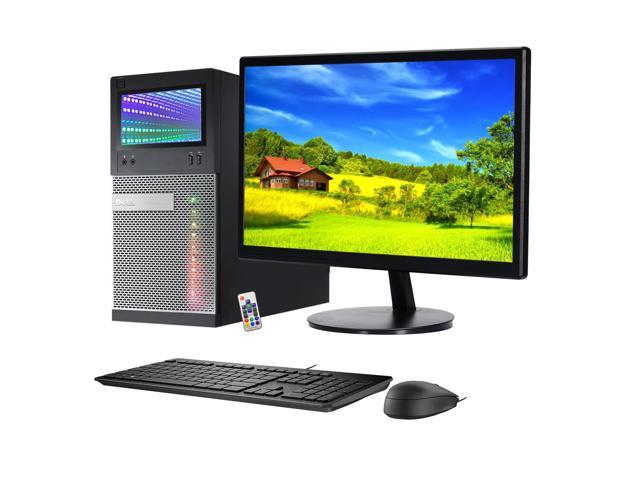 Custom Built RGB PC with 24" Inch Monitor- Dell Tower Desktop PC Intel i5 Quad-Core Processor 8GB DDR3 RAM 512GB SSD Windows 10 Pro with New Keyboard & Mouse