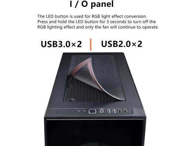 Support ATX,Micro ATX,ITX Black Anivia ATX Mid-Tower PC Gaming Case Pre-Installed 6PCS Rainbow LED Fans Opening Tempered Glass Panel & Mesh Front Panel Airflow Gaming PC Tower USB3.0 