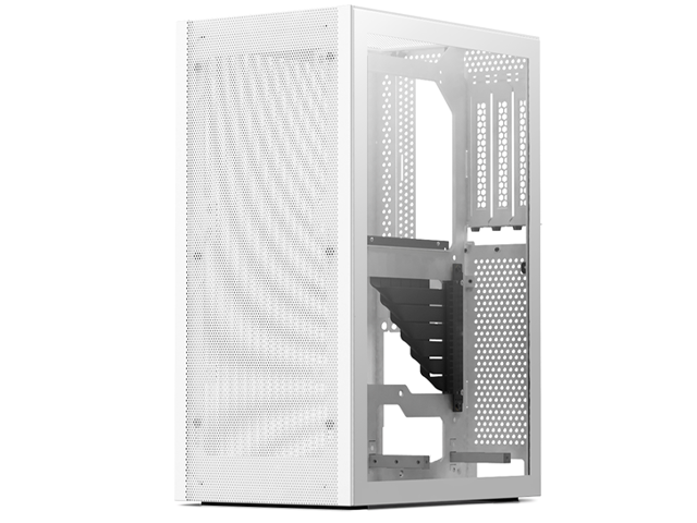 SSUPD Meshlicious Mini-ITX Small Form Factor (SFF) Case - One Tempered Glass Side Panel & One Mesh Side Panel with PCIe 3.0 Riser Cable - White Color, Tool-Free and Easy Accessibility
