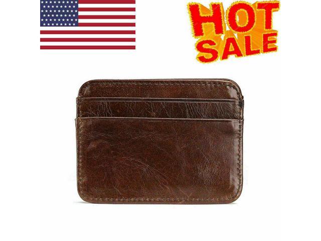 Mens Slim Leather Wallet Card Holder Front Pocket Wallets Credit ID Pocket Thin 