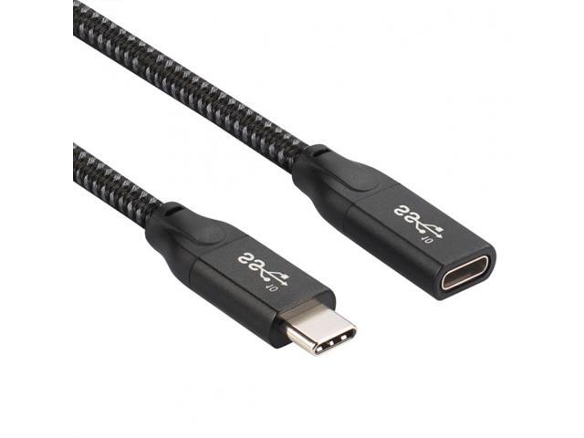 Cablecc 60CM USB-C USB 3.1 Type-C Male to Female Extension Data Cable with Sleeve for Laptop Phone