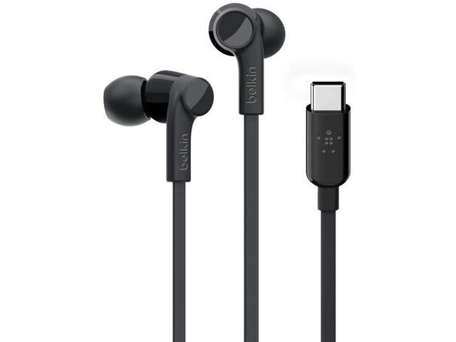 Belkin in-Ear USB-C Headphones w/Mic Control (Headphones for Note10, Note10+, Google Pixel 3, 3XL, iPad Pro and More) USB-C Earbuds, USB-C Earphones (Black), G3H0002btBLK