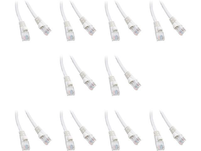 10 Pack Cat6 Snagless/Molded Boot, Ethernet Patch Cable 1 Foot White,  Cne58471