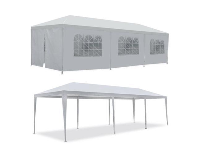 10×30 FT Outdoor White Canopy Tent Party Wedding Tent with 8 Removable Side Walls