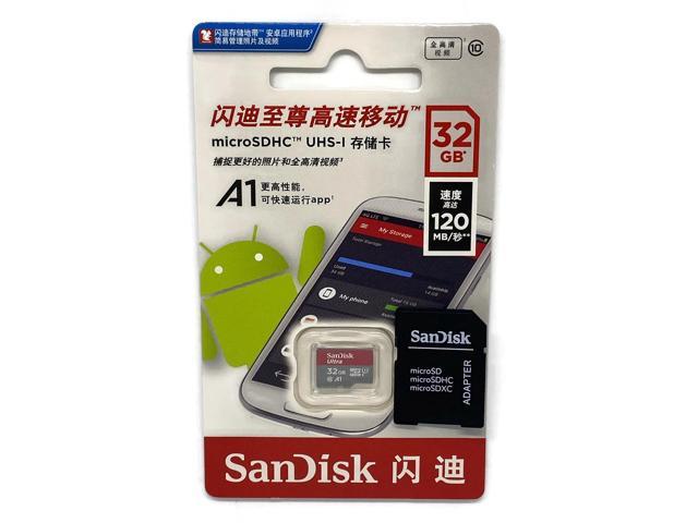 SanDisk Ultra 32GB Micro SD Card 120MB/s with Adapter, SDHC Class 10 UHS-I  Memory Card - SDSQUNC-032G-ZN3MN