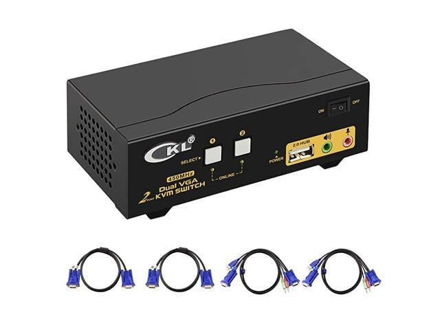 VGA KVM Switch 2 Port Dual Monitor Extended Display 822UA - Newegg.com