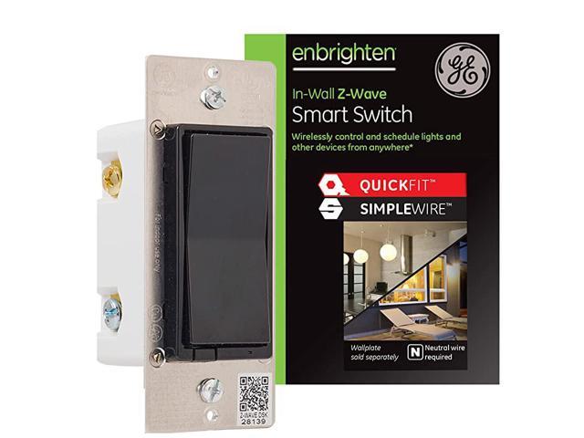 Enbrighten ZWave Plus Smart Light Switch with QuickFit and SimpleWire 3Way Ready Works with Alexa Google Assistant ZWave Hub Required RepeaterRan Extender Black 47189