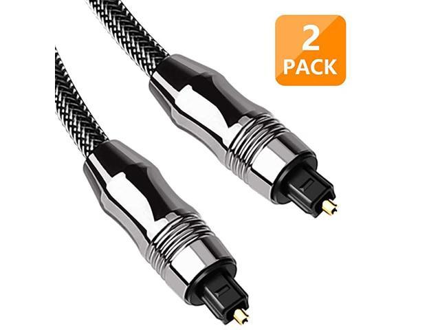 Sound Bar Xbox Digital Optical Audio Cable,CableCreation 6FT Toslink Male SPDIF Cable with Nylon Braided Fiber Optic Cord for Home Theater PS4 VD/CD & More.Black & Sliver TV