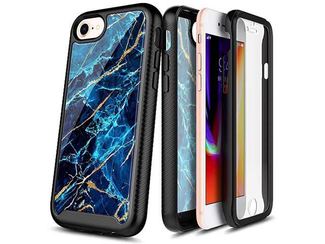 Case For Iphone Se 2nd Gen Iphone 8 Iphone 766s Fullbody Protective Rugged Matte Bumper Cover With Builtin Screen Protector Marble Design Shockproof Impact Durable Case Blue Newegg Com