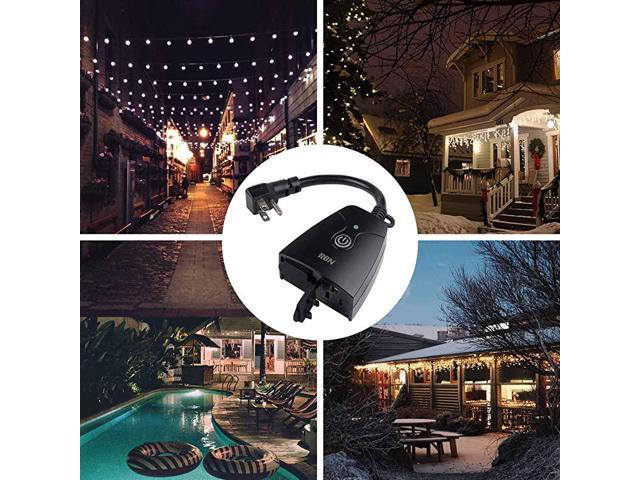 HBN Outdoor Indoor Wireless Remote Control 3-Prong Outlet Weatherproof  Heavy Duty 15 A Compact 1 Remote 3 Outlets with Remote 6-inch Cord 100ft  Range ETL Listed (Battery Included) 