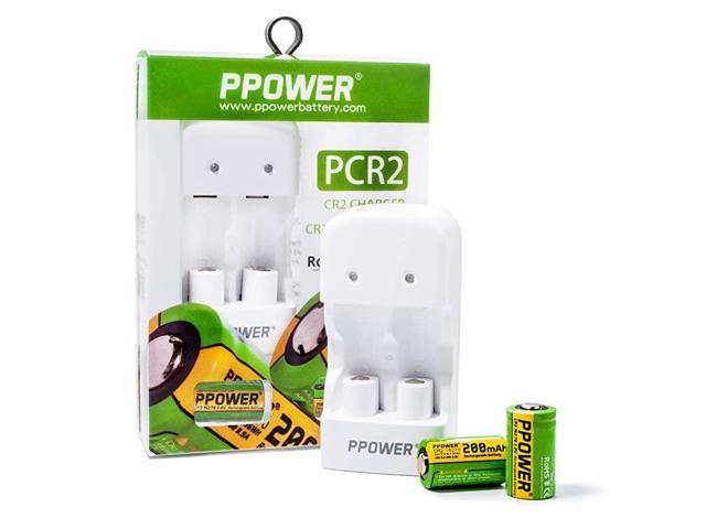 para baterías de Litio CR2 de 3V Cargador PCR2 6X PPOWER 3V Capacidad Real 200 mAh CR2 15270 15266 Baterías Recargables LiFePO4