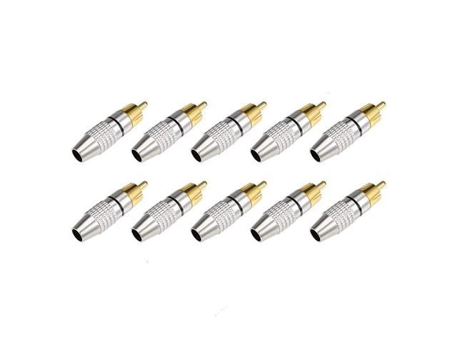 10pcs Rca Male Solderless Coax Audio Video Jack Adapter Wire Cable Connector 9212