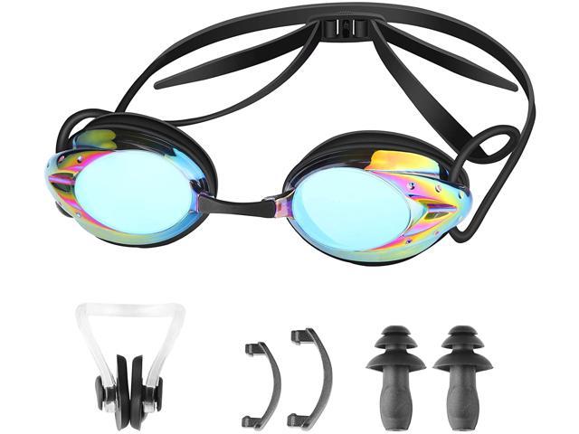 Swim Glasses Anti-Fog Adjustable UV Protection New Swimming Goggles Nose Clip 