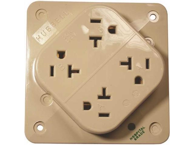 HUBBELL WIRING 460000 15 Amp 125-Volt 5-15R Grade 4-Plex Hospital