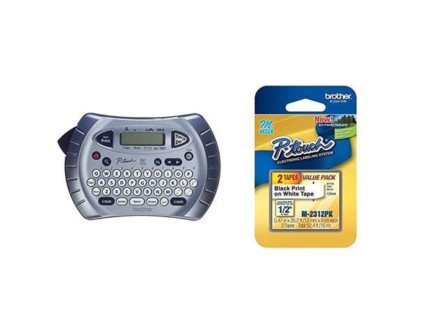 P-touch Label Maker, Prints 1 Font in 6 Sizes & 9 Type Styles, Silver & M-2312PK Tape, 2 Pack, 1 ...