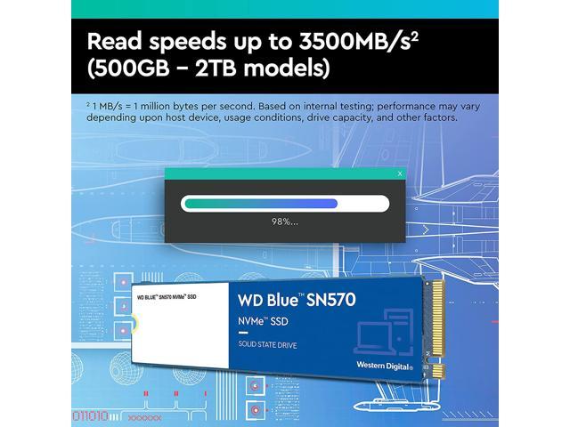 Western Digital Blue SN570 NVMe M.2 2280 2TB PCI-Express 3.0 x4 TLC  Internal Solid State Drive (SSD) WDS200T3B0C