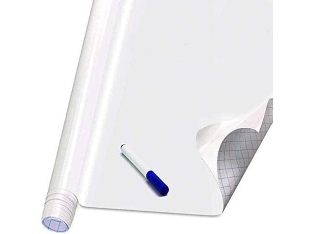 Super Sticky 1.5x11 FT Whiteboard Stickers for Wall 6 Markers 2 Rolls of White Board Paper Peel and Stick Dry Erase Paper No Ghost White Board Paper Roll Adhesive 