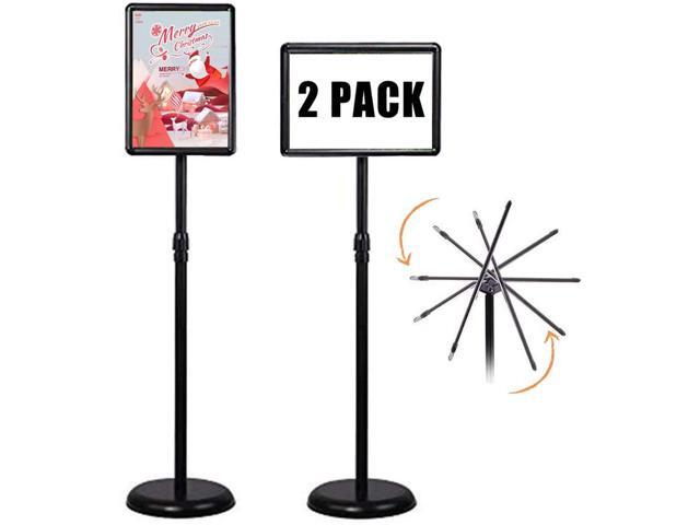 Heavy Duty Pedestal Poster Sign Stand Adjustable Aluminum Snap Open Frame 8.5x11 