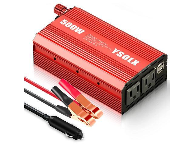 YSOLX 500W Power Inverter DC 12V to 110V AC Car Charger Converter with 4.8A Dual USB Ports