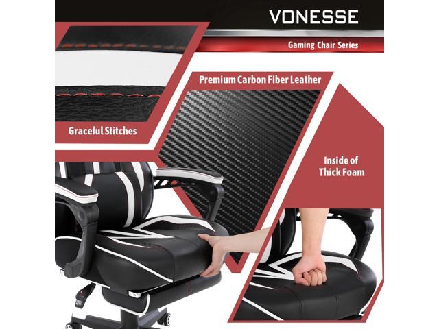 Vonesse Gaming Chair with Footrest, Reclining Computer Gaming