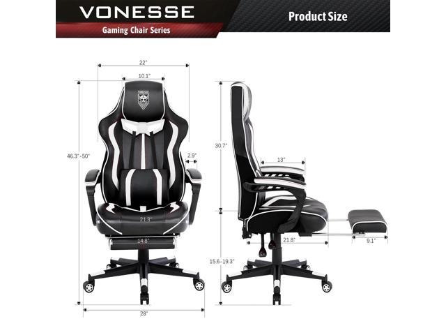  Vonesse Gaming Chair with Footrest, High Back Gamer