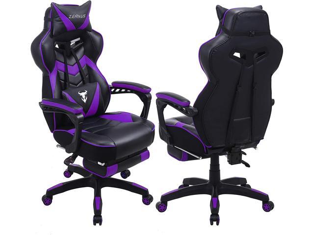 Zeanus Purple Gaming Chair, Reclining Computer Chair with Footrest