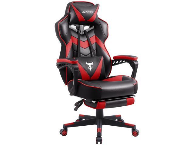 Zeanus Gaming Chairs for Adults, Ergonomic Gaming Chair with Footrest, Gaming Computer Chair with Massage, Recliner Computer Chair, High Back Gaming Desk Chair, Racing Style Gamer Chair (Red)