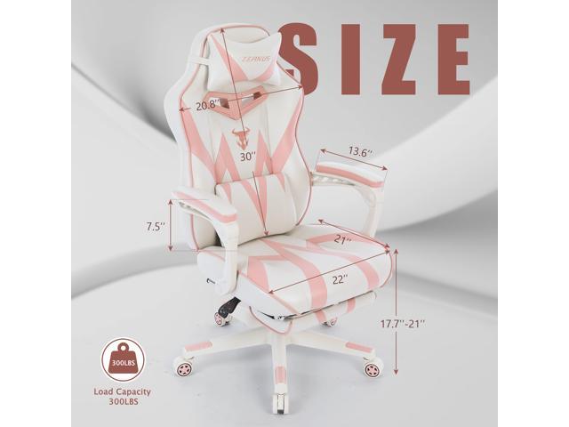 Zeanus Pink Ergonomic Gaming Chair for Girl, Gaming Chair with Footrest, Gaming Chair for Adults 