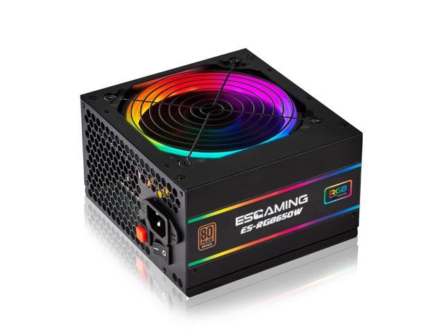 ESGAMING 650W Power Supply, 80 Plus Bronze Certified PSU, Gaming PC Supply with Addressable RGB Light - Newegg.com