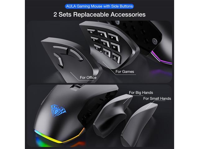 Aula Rgb Gaming Mouse With Side Buttons Macro Programming 10000 Dpi Adjustable 14 Key Wired Usb Backlit Mouse For Desktop Laptop H510 White Newegg Com