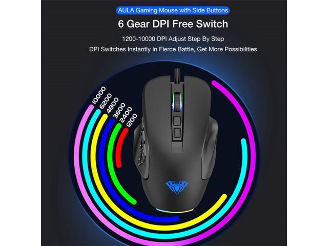Aula Rgb Gaming Mouse With Side Buttons Macro Programming 10000 Dpi Adjustable 14 Key Wired Usb Backlit Mouse For Desktop Laptop H510 White Newegg Com